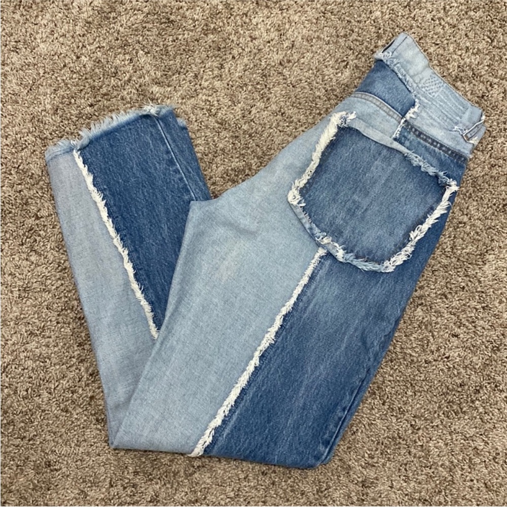 Revice Patchwork Jeans, Raw Hem, Size 28